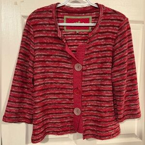 Per Una Red Striped Cardigan